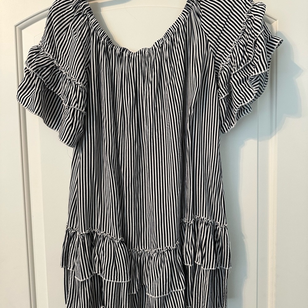 Source Unknown Black and White Striped Blouse